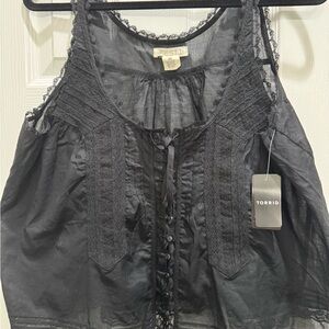 Festi Black Boho Sleeveless tank top with Lace Detail